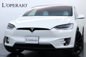 テスラ モデルX P100D 白革 6シーター エンハンストオートパイロット 純正22インチAW プレミアムアップグレードPKG コールドクライメイトPKG ベンチレーター 17インチモニター【車検令和4年9月迄】