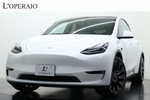 テスラ モデルY パフォーマンス 1オーナー フルセルフドライビングケイパビリティ 純正21インチアルミホイール レッドパフォーマンスブレーキ【新車保証令和8年4月迄】